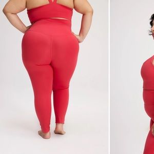 NWT Girlfriend Collective Geranium Compressive High-Rise Legging w/ Tie-Front